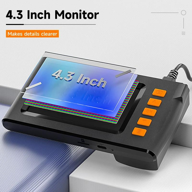 4.3 Inch Screen Dual Lens Inspection Endoscope Camera LED 32GB 16.5FT