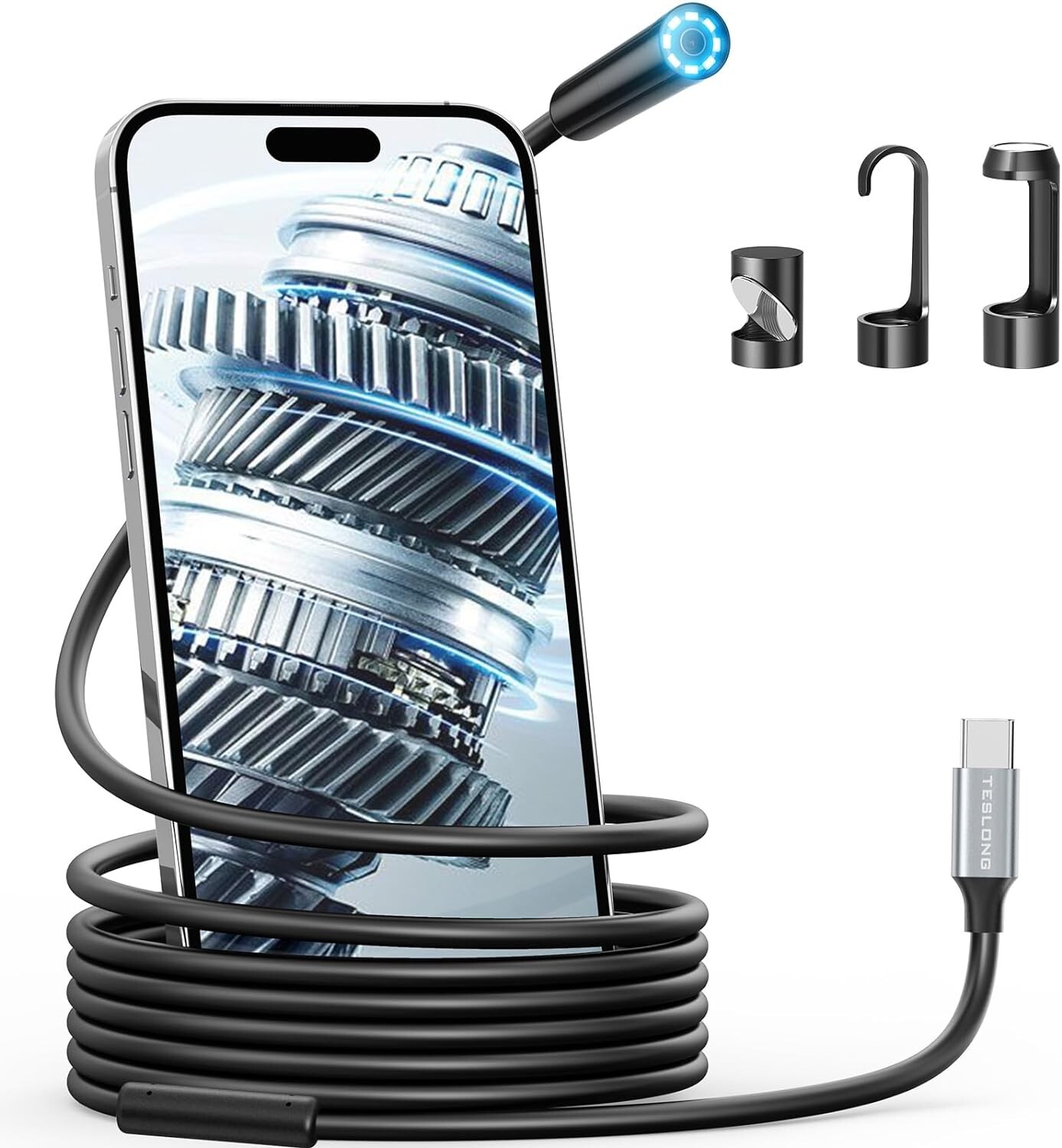 Endoscope Camera Teslong USB-C Borescope Inspection Camera for iPhone 15/Android