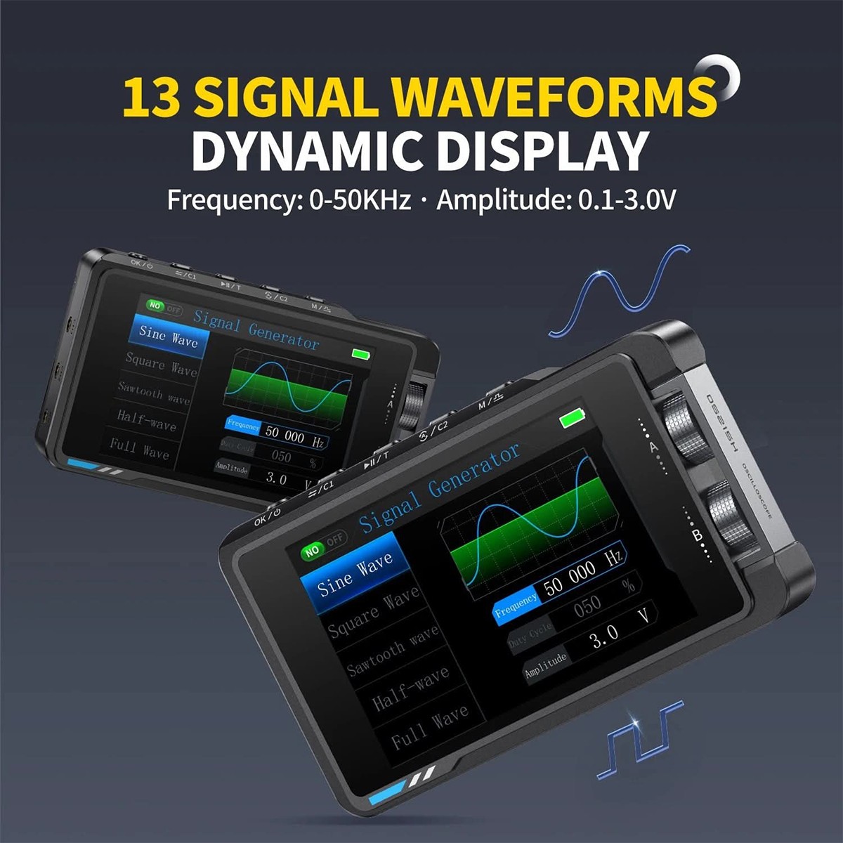 2-in-1 FNIRSI DS215H 3.5″ Handheld Oscilloscope 50MHz 2-Channel + 2x P6100 Probe
