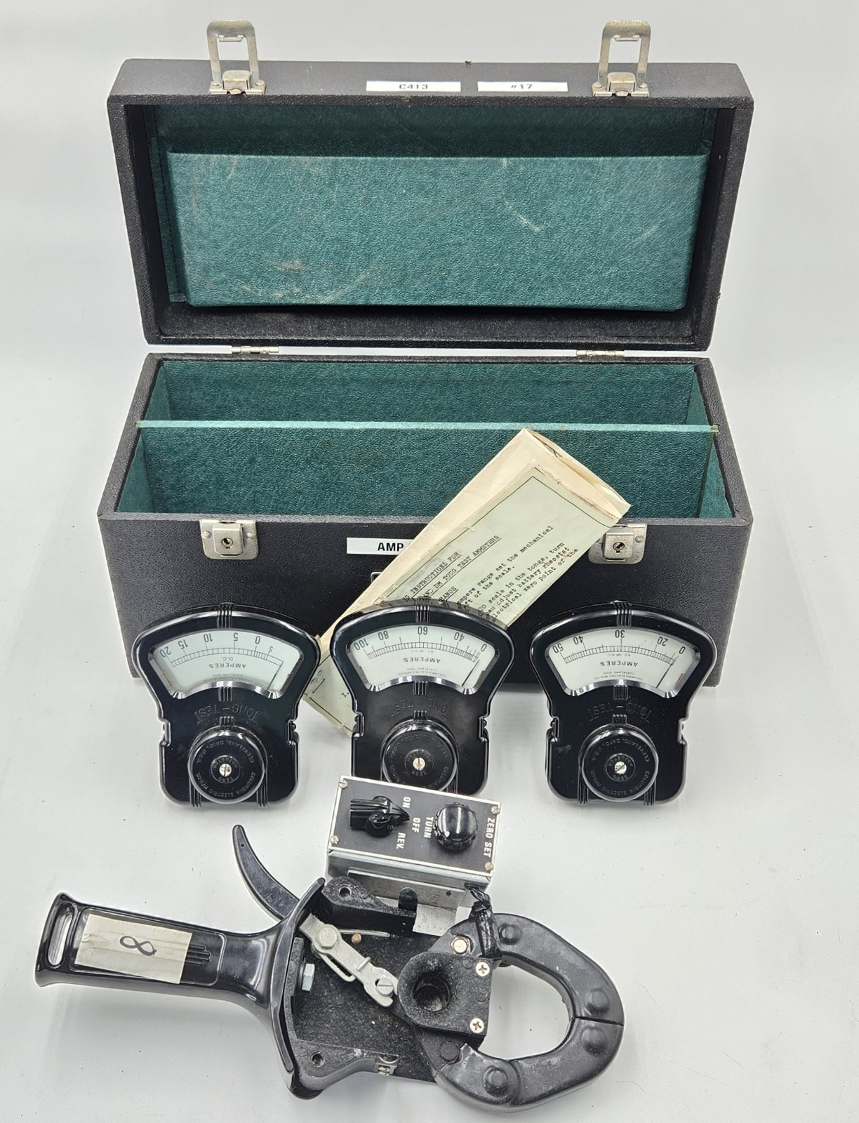 Vtg Columbia Tong Test Ammeter Clamp Type AX 3 Matching Scales Tested Working