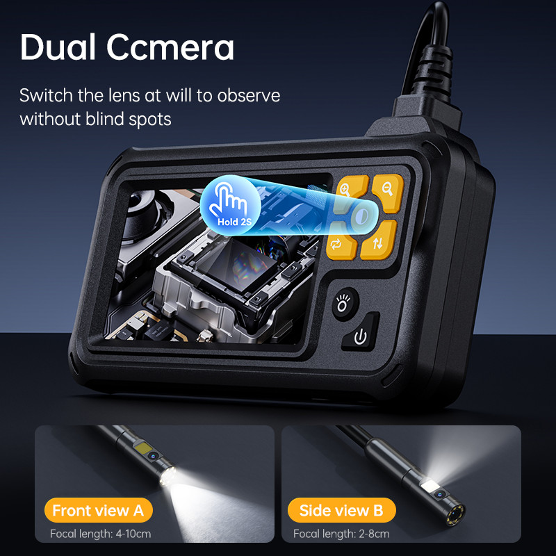 1080P HD Industrial Endoscope Borescope LCD 4.3inch 8mm Inspection Snake Camera