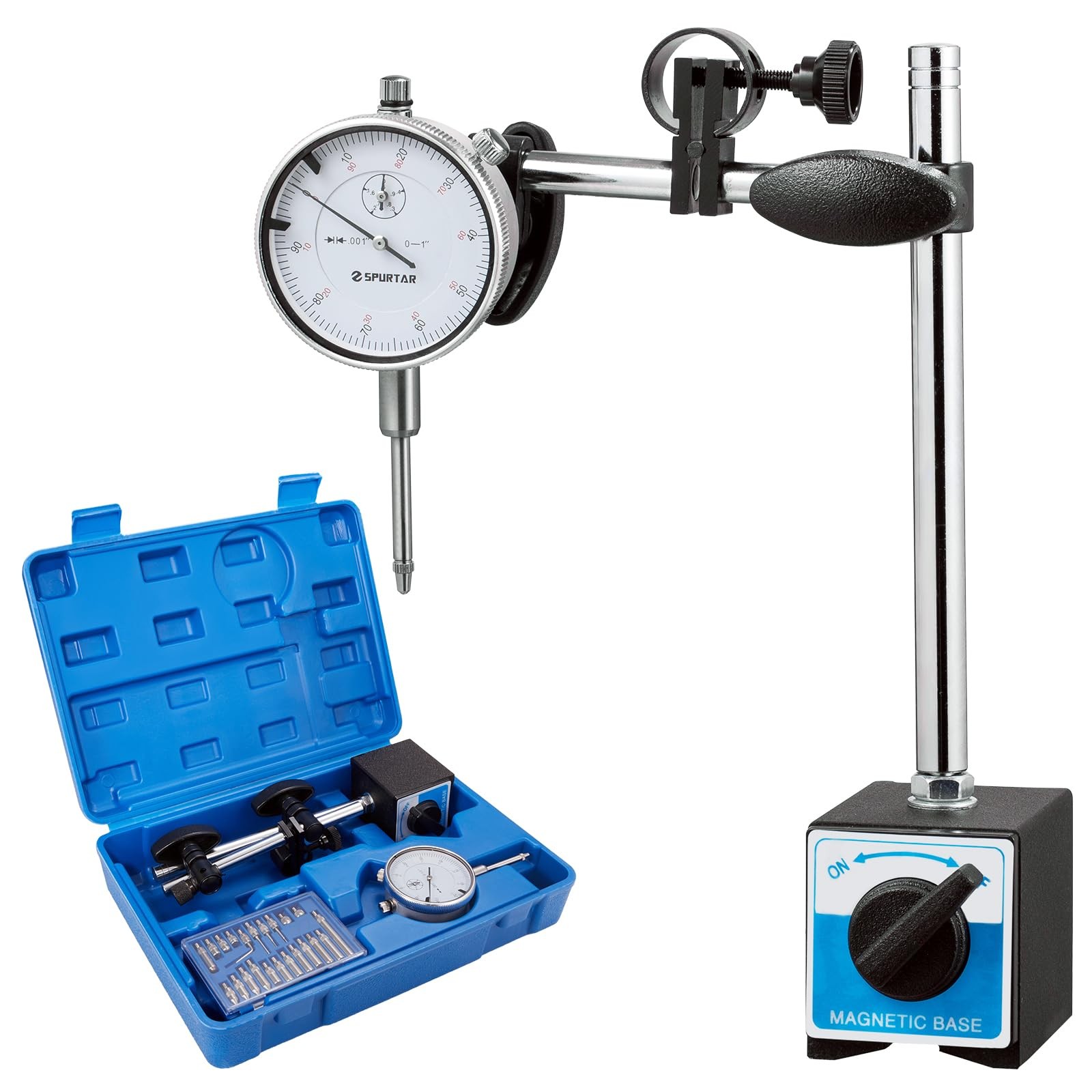 Spurtar Dial Indicator with Magnetic Base 0-1” Test 0.001”…
