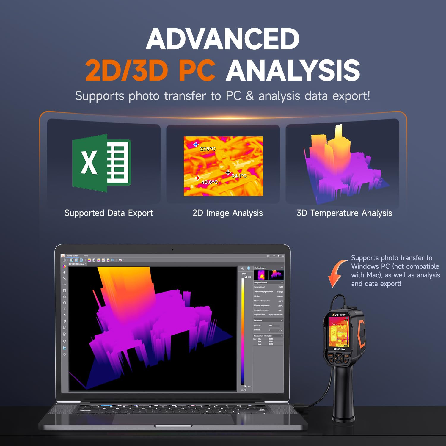 RT280 PRO Thermal Camera 640X480 Imaging Resolution, Dual-Camera Thermal Imaging