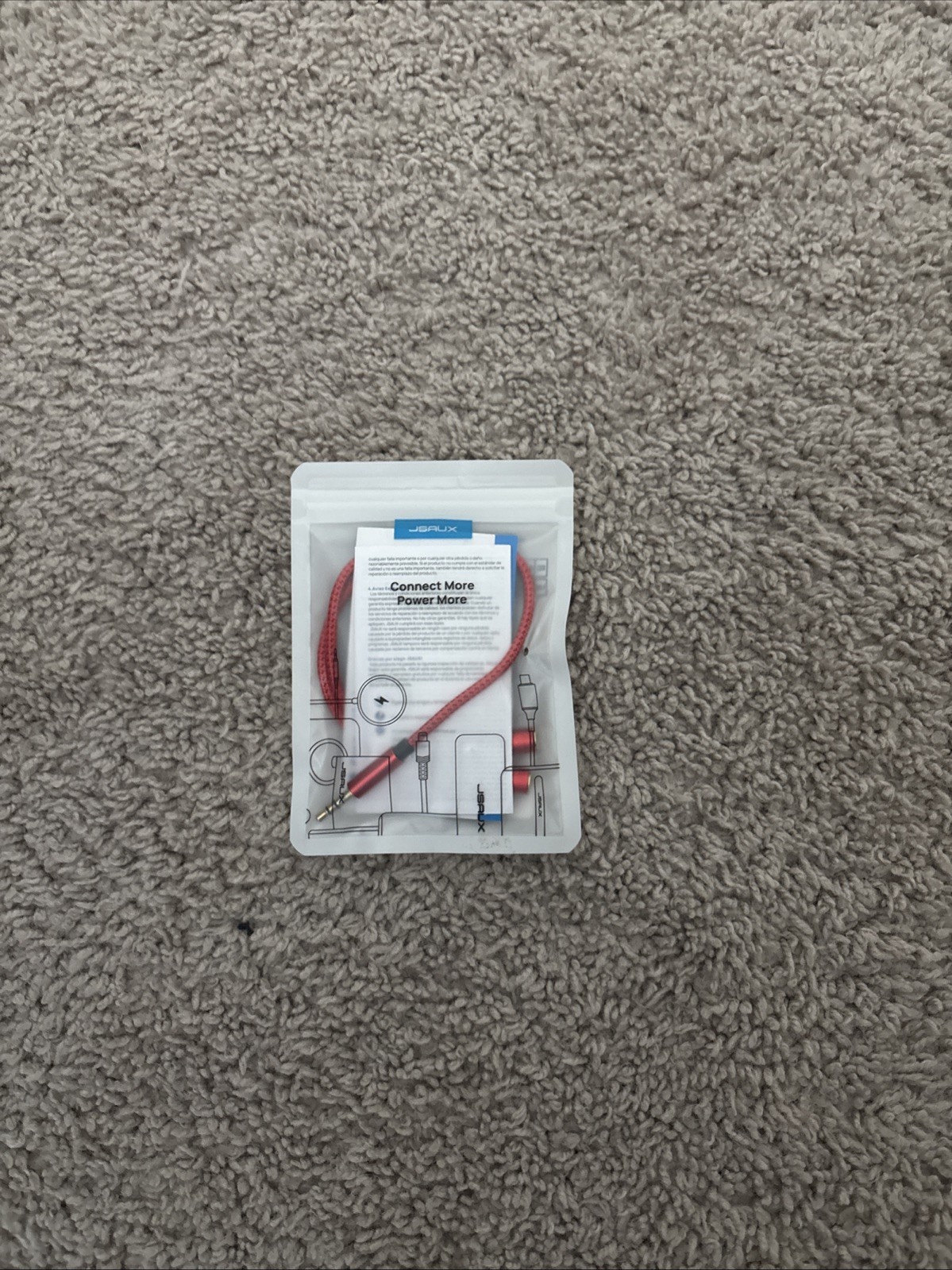 Two Headphone Jacks Into One Plug In The Color Red And Black