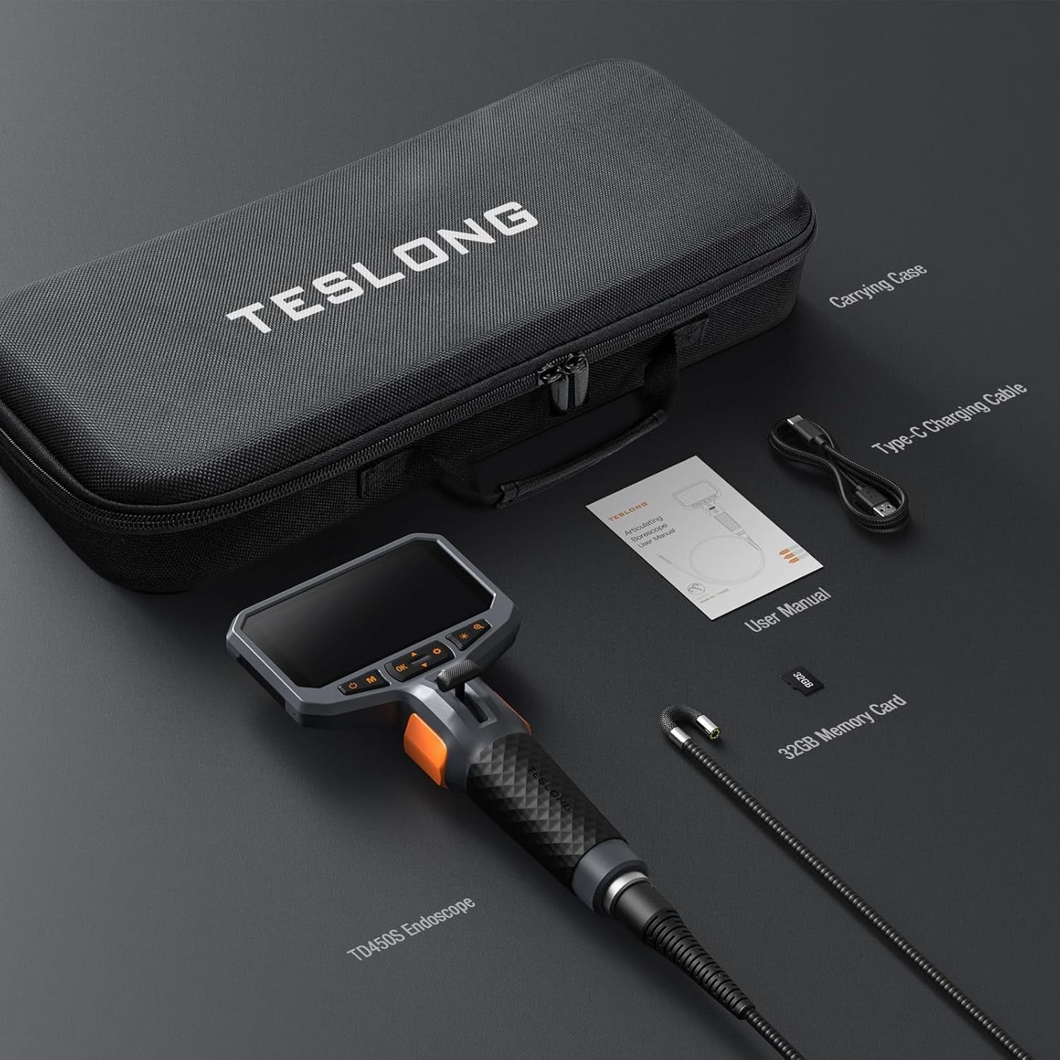 Compact Articulating Inspection Camera with Ergonomic Control & 32GB Storage
