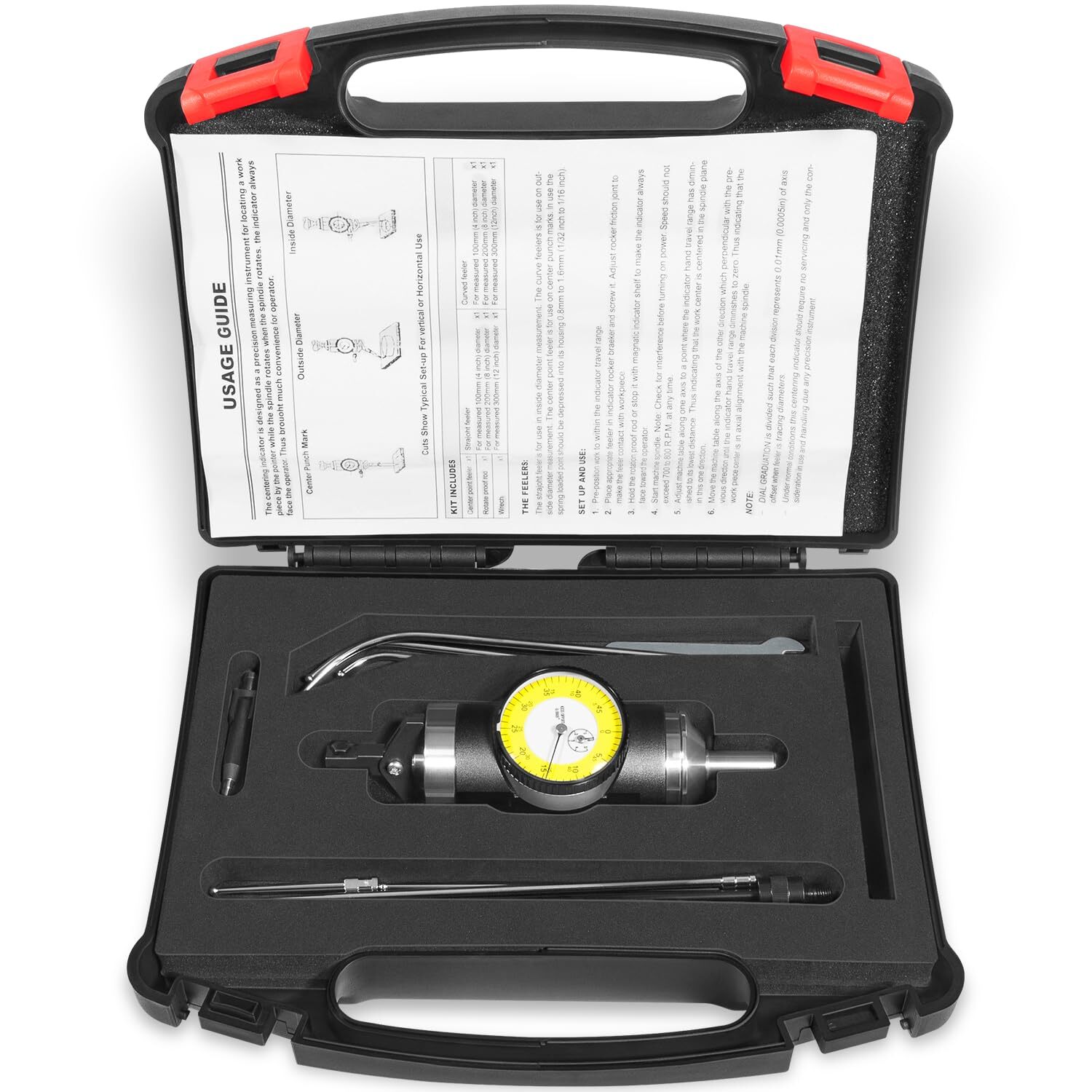 Co-Ax Indicator Tool Set, 0-0.15 inch by .0005” Graduations, Coaxial Centering