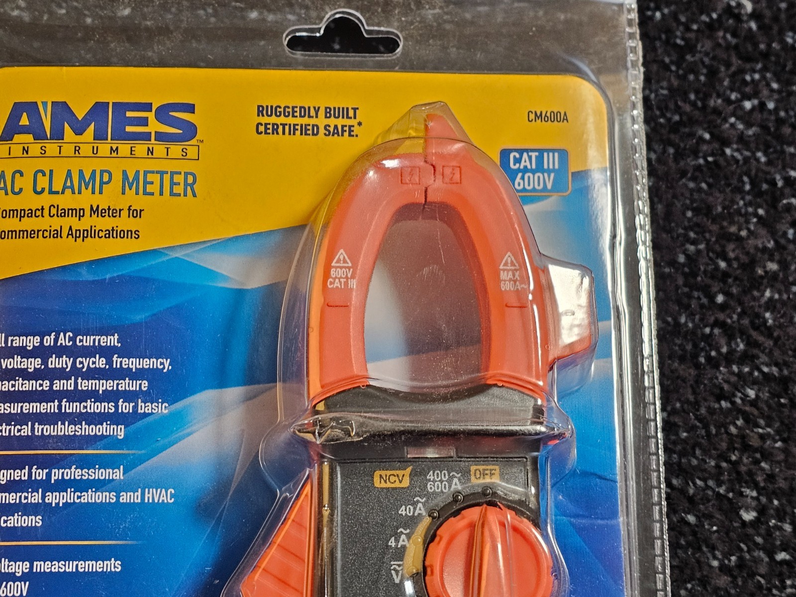 Ames Instruments CM600A Cat III 600 V AC Compact Clamp Meter Digital
