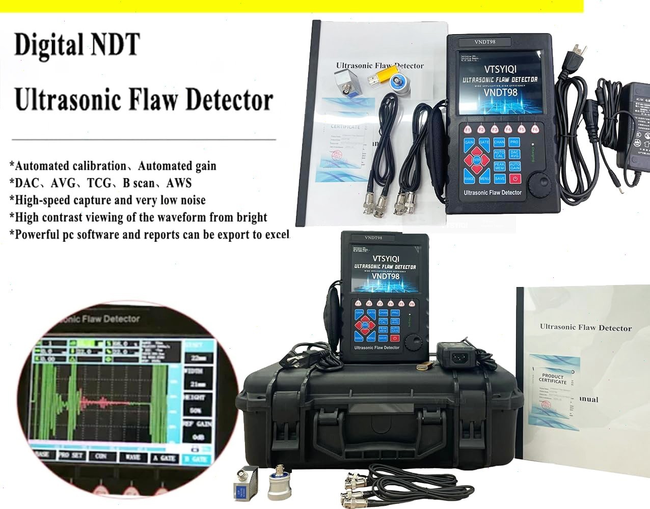 Digital Ultrasonic Flaw Detector with Range 0~10000mm Big Memory of 500 A Graph