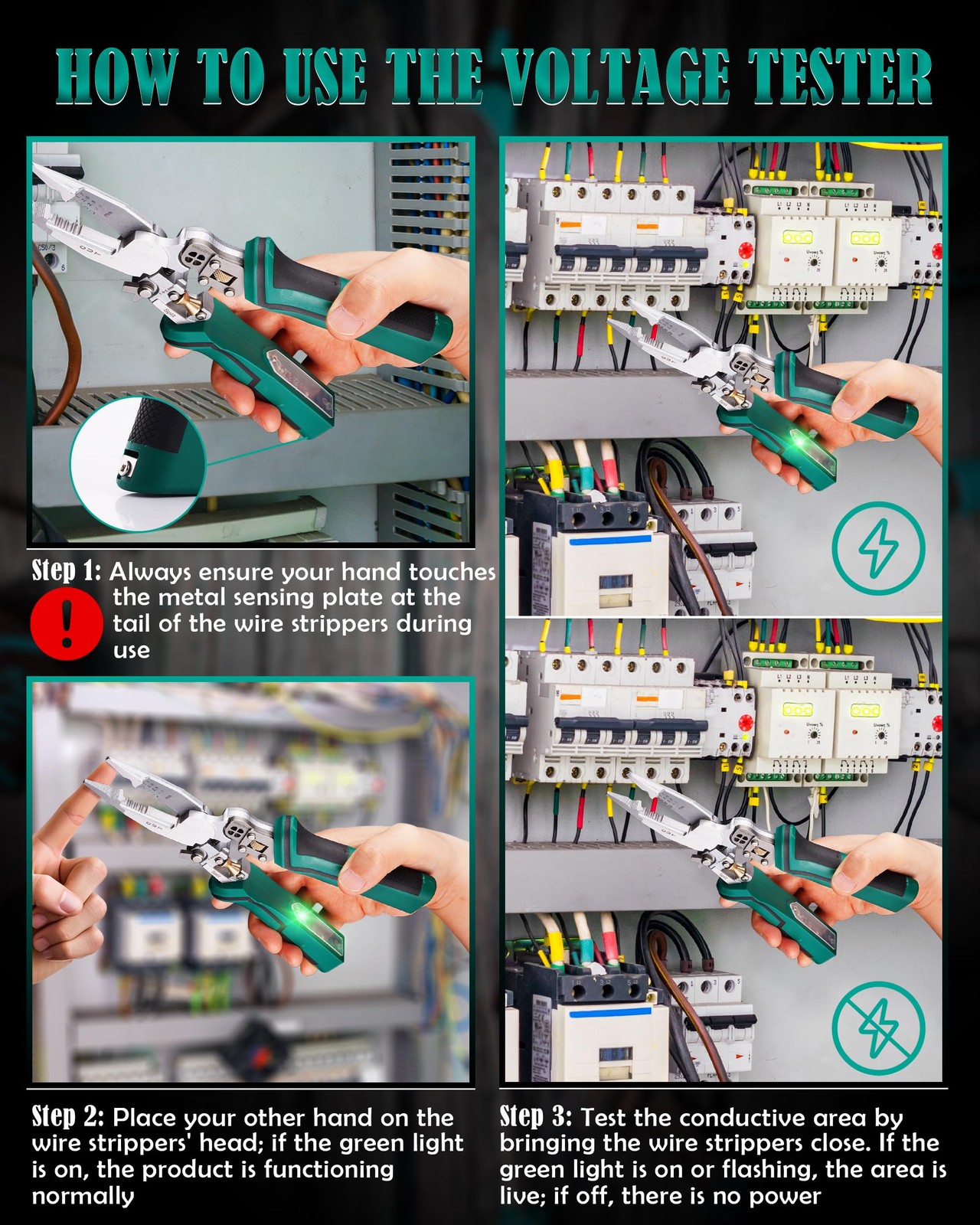 Faitio upgraded 8 in 1 Wire Strippers with Voltage Tester, Green