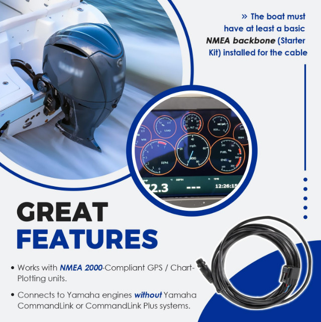 Yamaha Engine Interface Cable with T-Connector for NMEA 2000 (4.5M/15Ft) Outboar