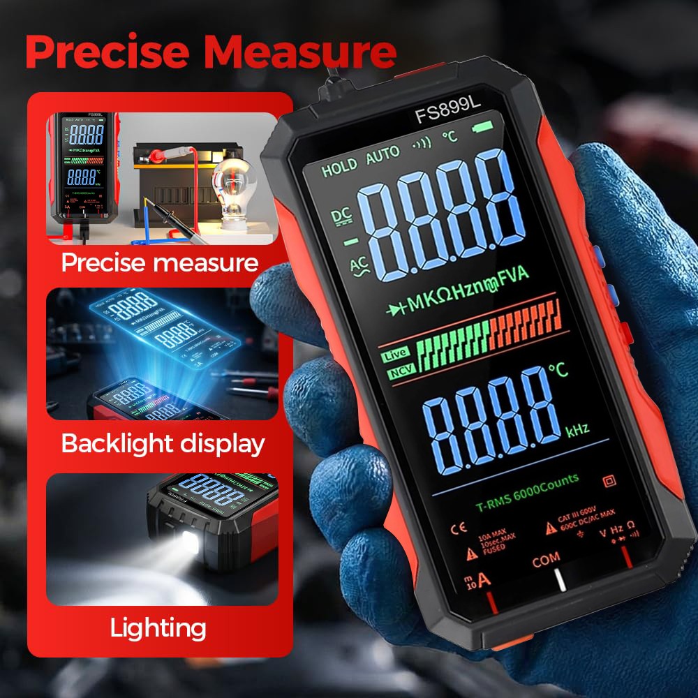 6000 Counts Digital Multimeter Tester Auto-Ranging TRMS Voltmeter Colour Display