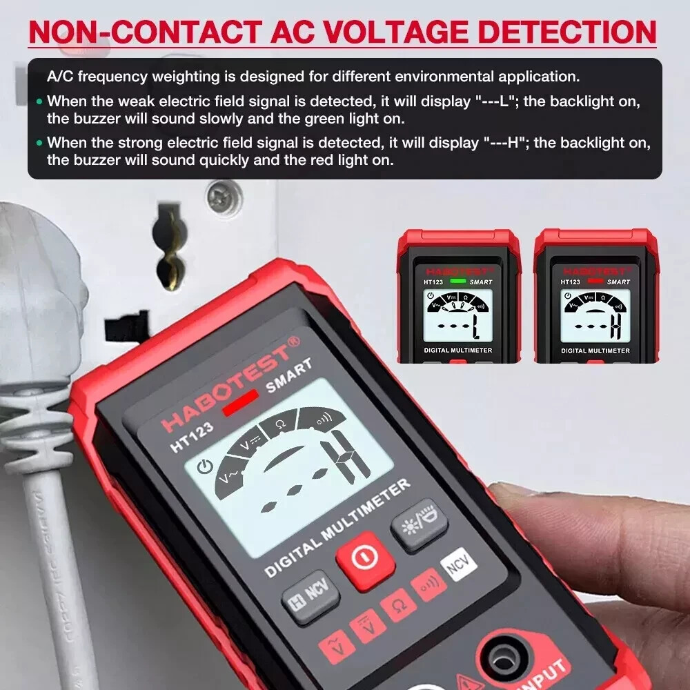 Digital Multimeter Voltmeter AC DC Volt Meter Ohmmeter Auto Range Tester w/Light