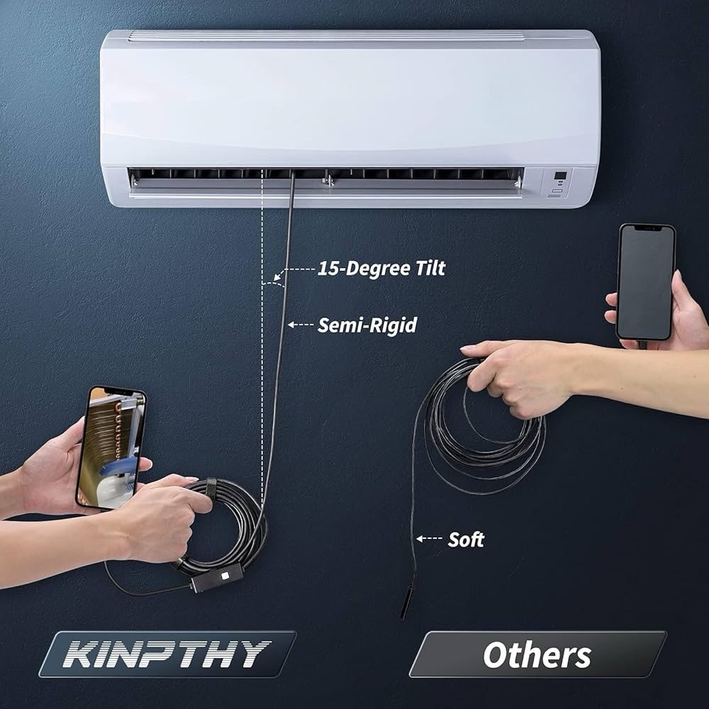 Endoscope Camera with Light 1920P HD Android and iOS 8 LED 6FT Semi-Rigid Snake