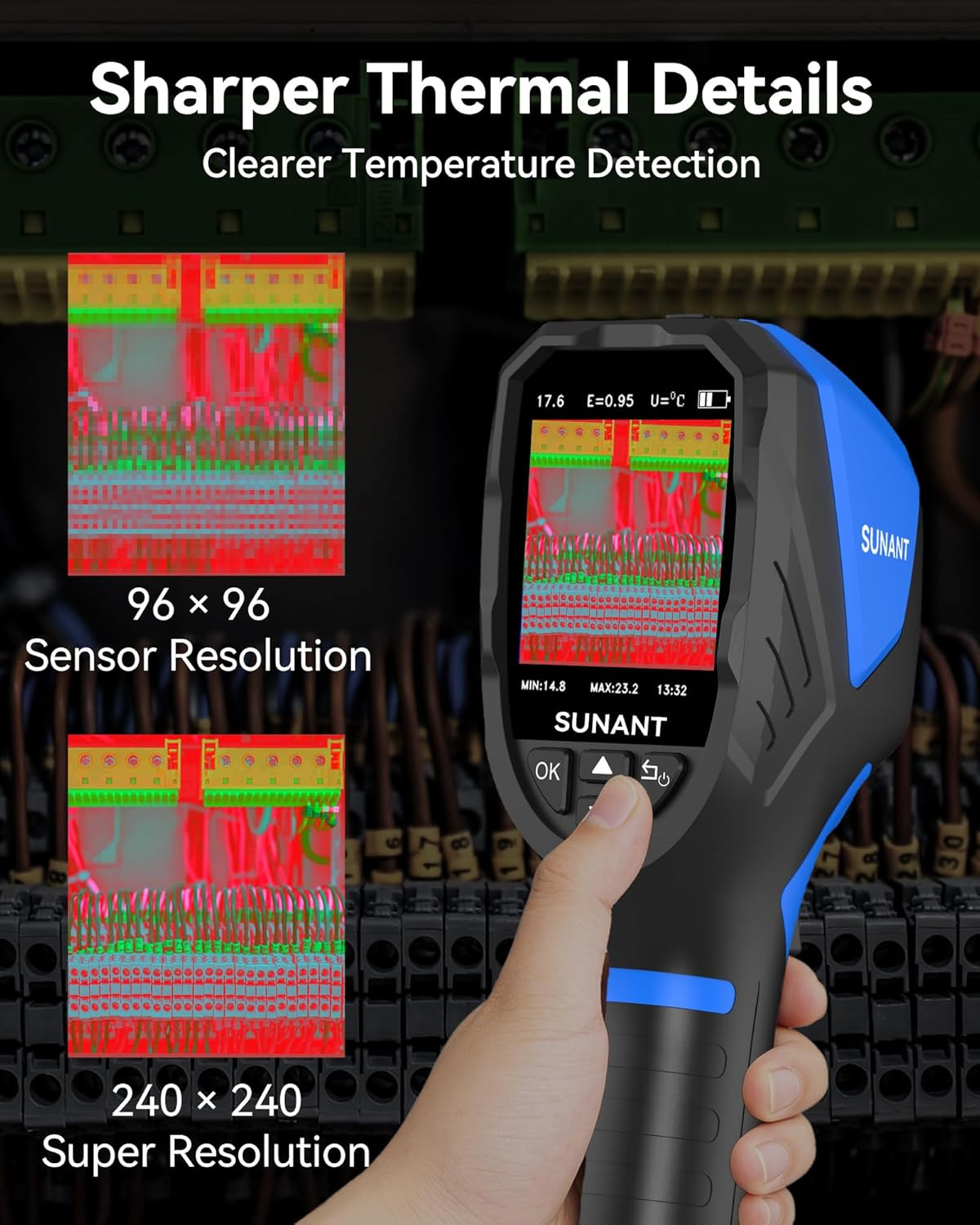 Mini Handheld Thermal Imaging Camera, 240X240 TISR, 25Hz Infrared Camera, -4°F t