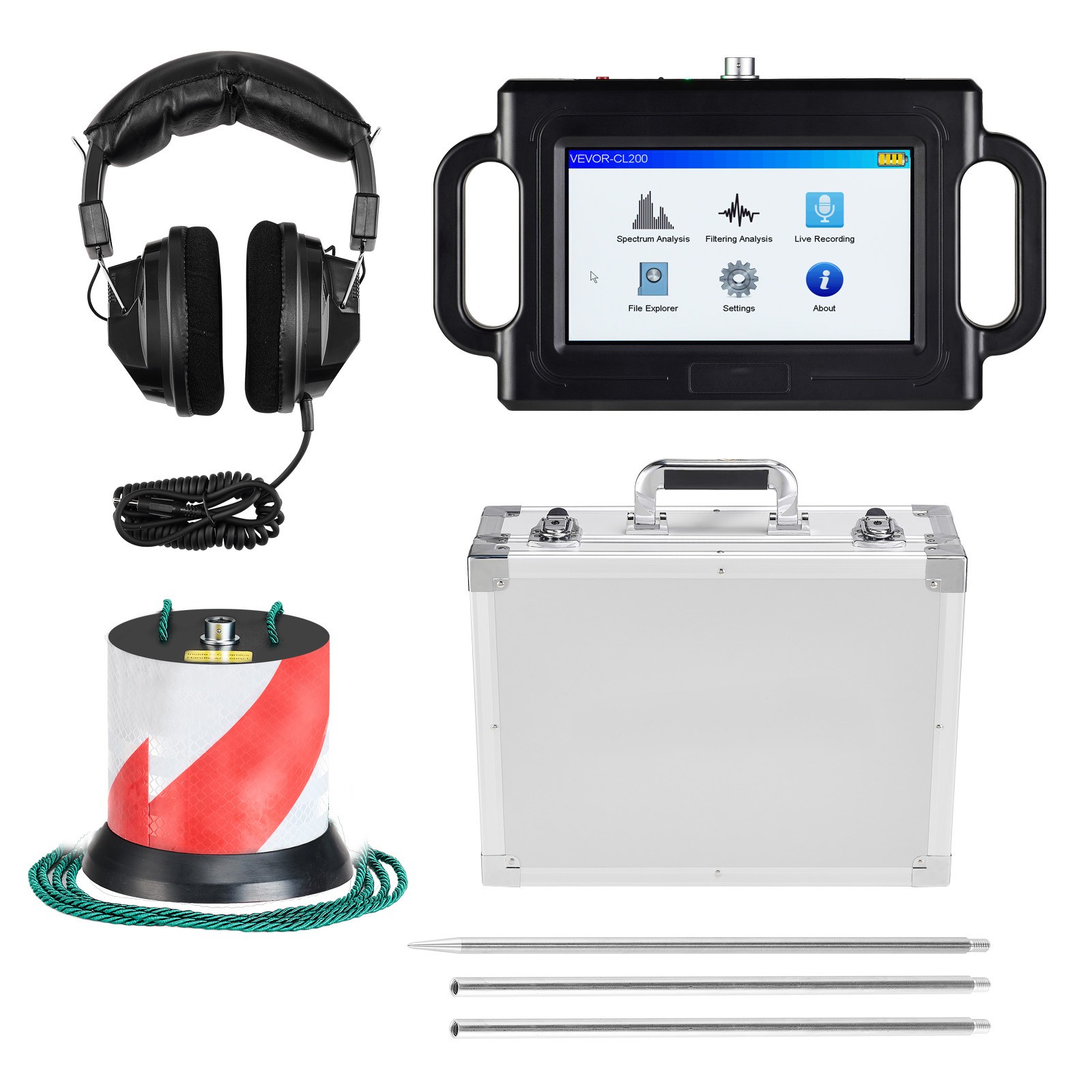 Uimoso Pipe Leak Detection Device 1Hz-5000Hz 7″ Touchscreen Locator