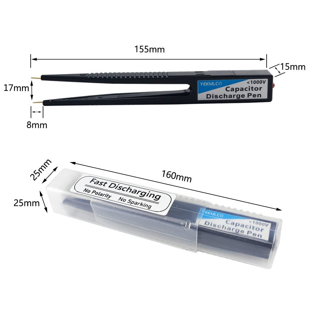 Capacitor Discharge Pen, FDB1, 10-1000V, Rectangular, Metal, Fast Discharging, H