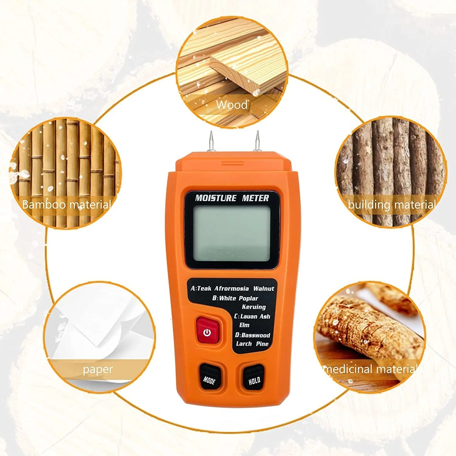 Digital LCD Wood Moisture Meter Detector Tester Wood Firewood Paper Cardboard