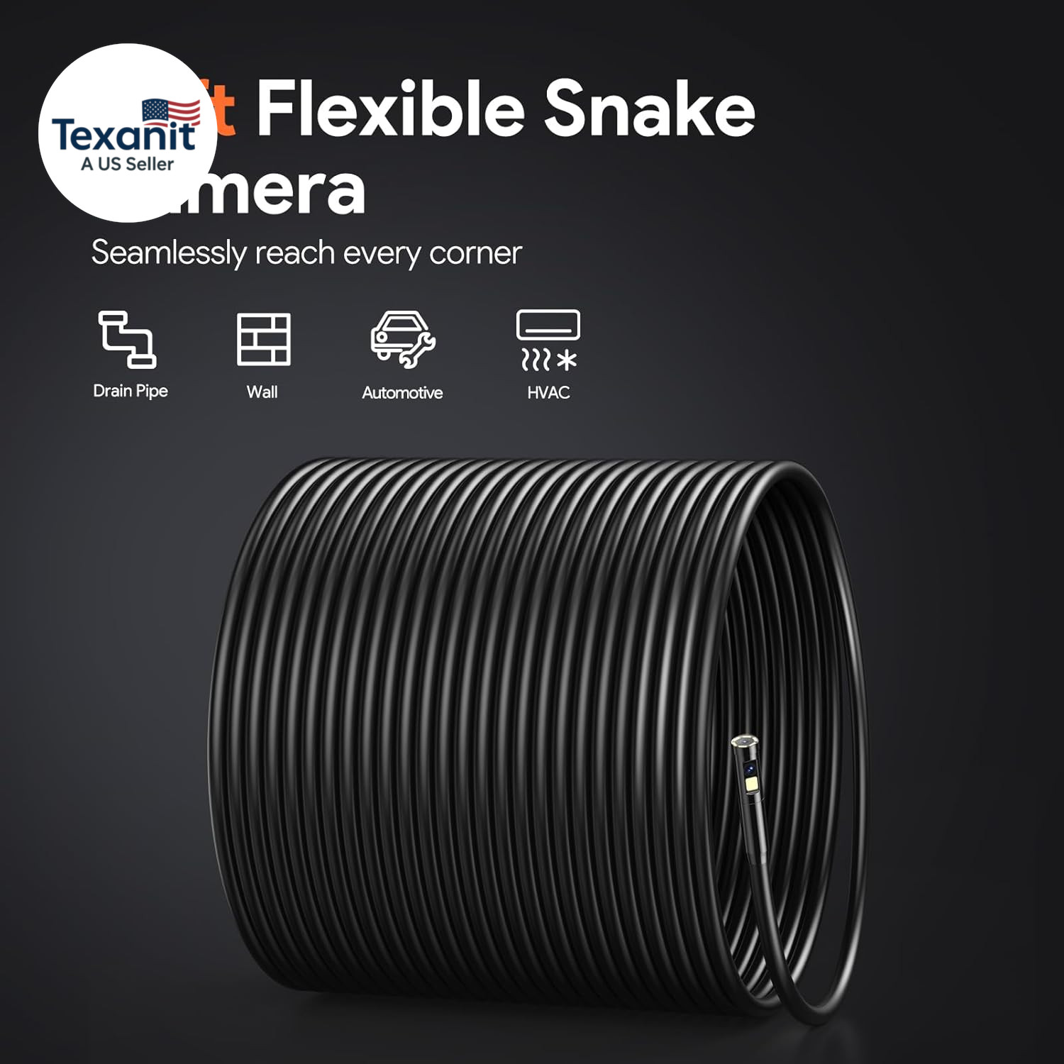 50Ft Sewer Camera, 1080P HD Triple Lens Borescope, 5″ IPS Screen Endoscope with