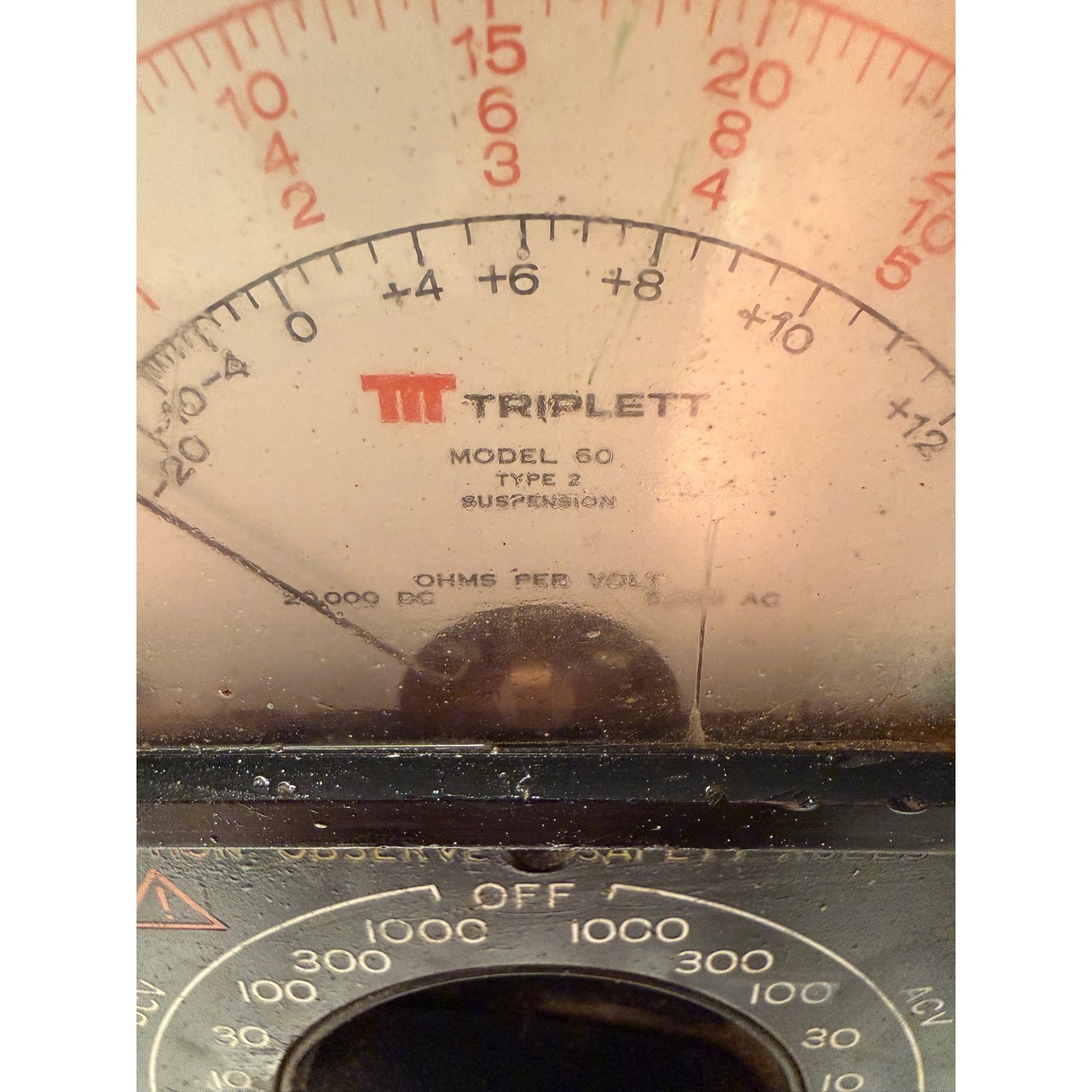 Triplett Model 60 Type 2 Suspension Analog Multimeter VOM Orange US-TVA Read