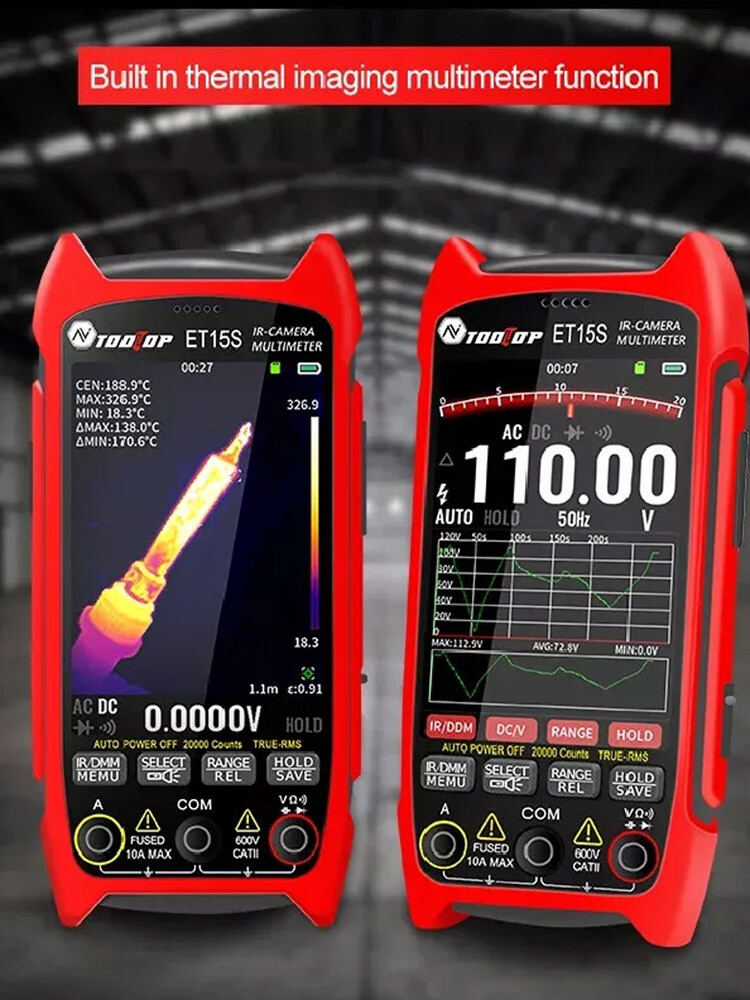 2IN1 Thermal Imager IR Camera Multimeter 256*192 3.5Inch Screen Voltmeter USB PC