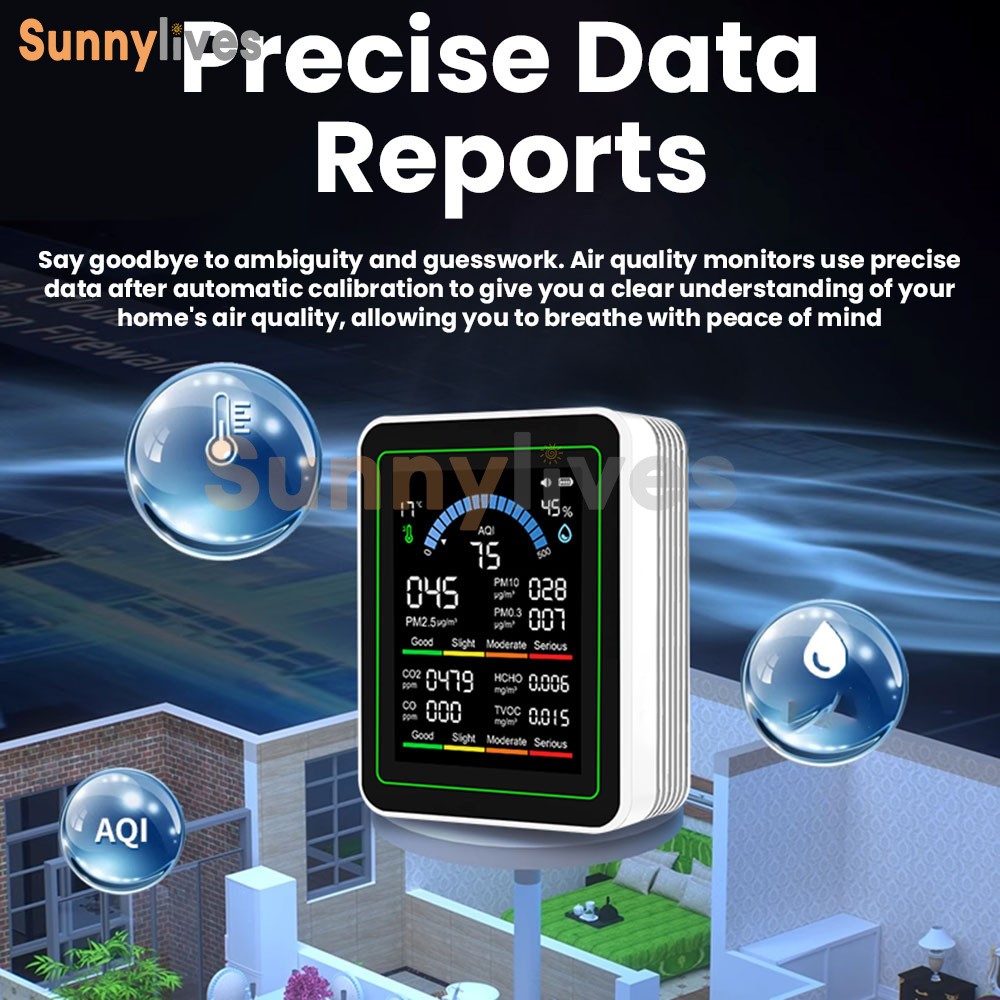 10 in 1 Air Quality Monitor PM 2.5 CO2 Meter TVOC HCHO Humidity Temperature Test