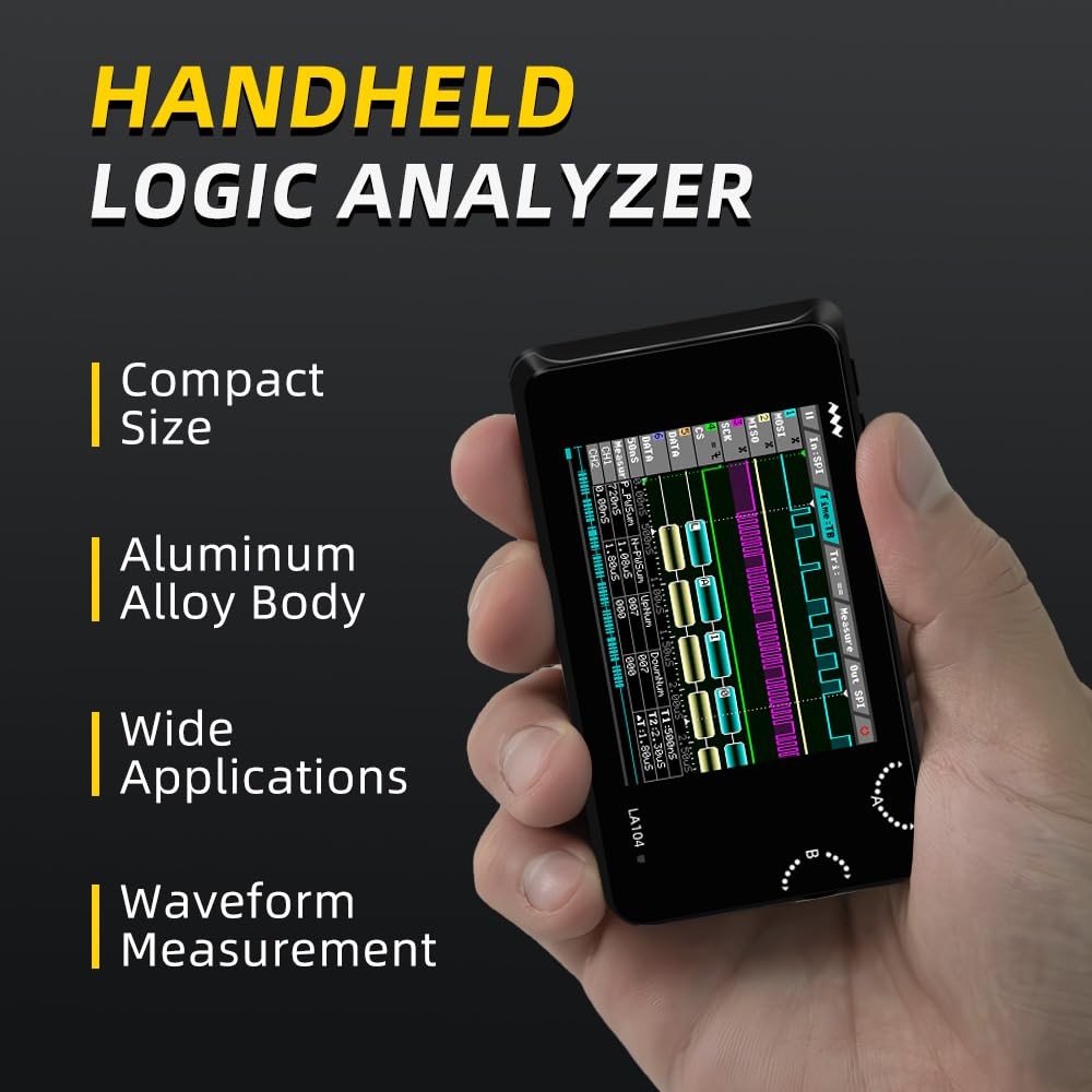 Pocket Logic Analyzer LA104, Portable Mini Size Handheld, Built-in Rechargeab…