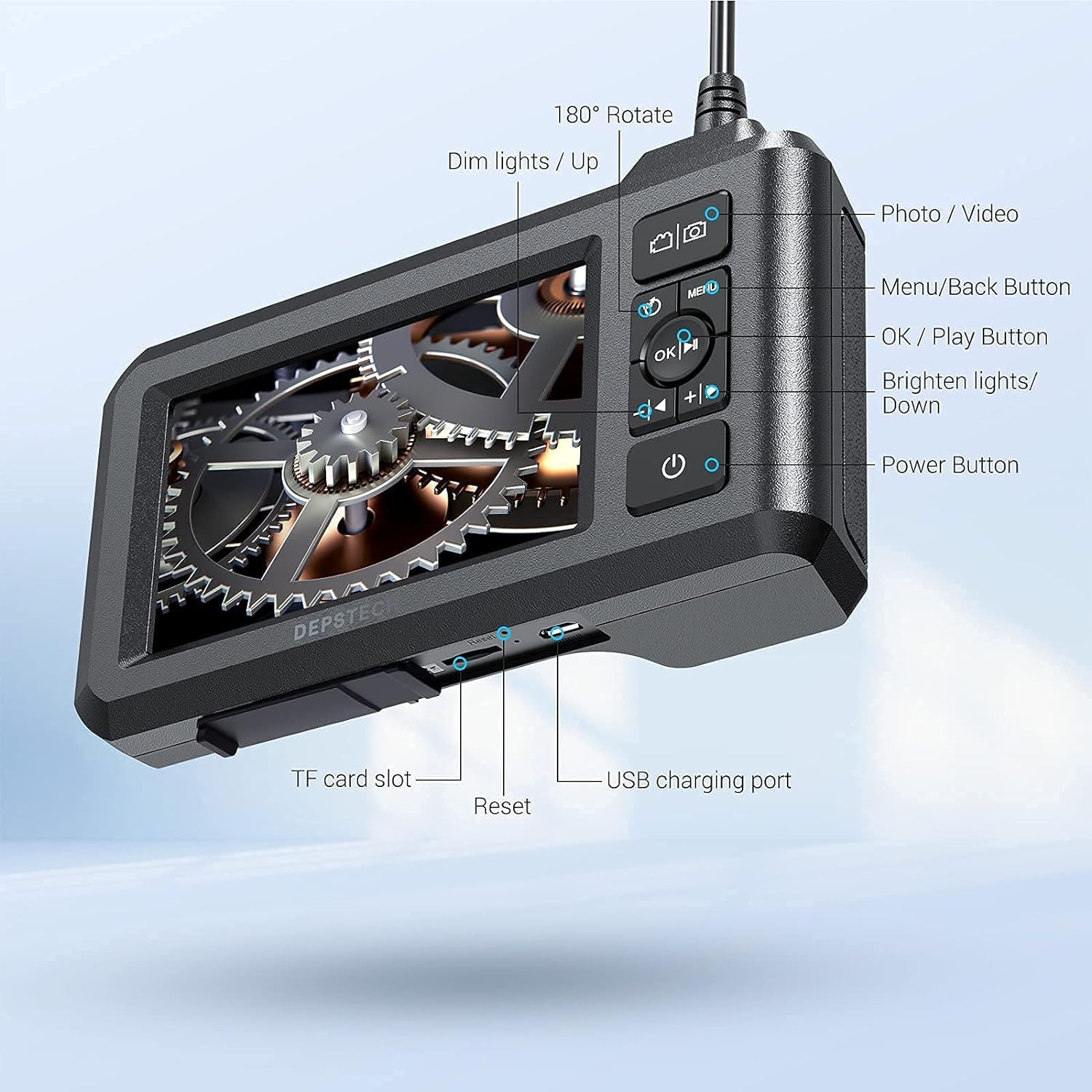 DEPSTECH Dual Lens Industrial Endoscope, 1080P Digital Borescope Inspection Came