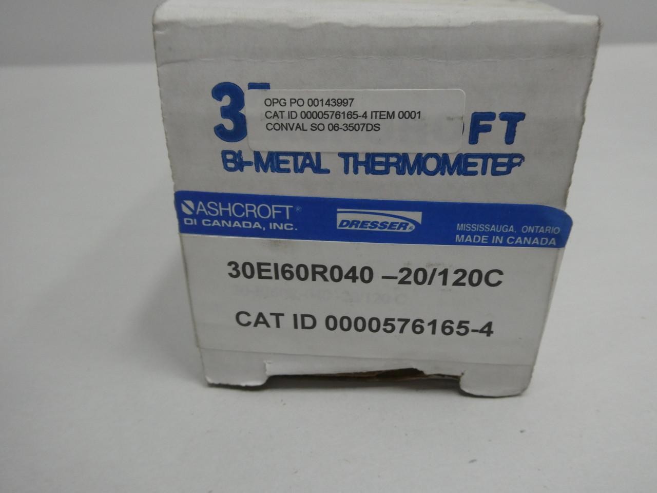 Ashcroft 30EI60R040-20/120C Bimetal Thermometer 3in 4in -20-120c 1/2in Npt