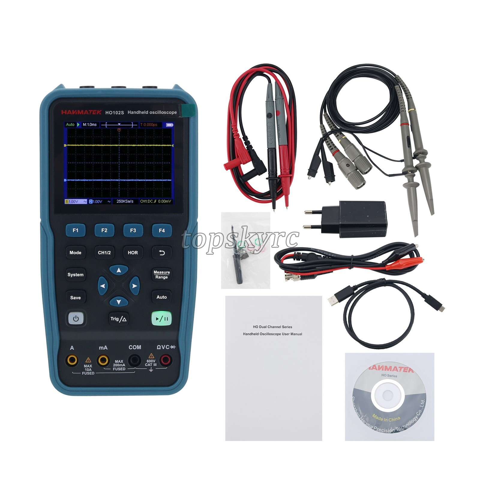 3.5″ 50M 100M Digital Oscilloscope 3 in 1 2CH Oscilloscope Built-in Multimeter