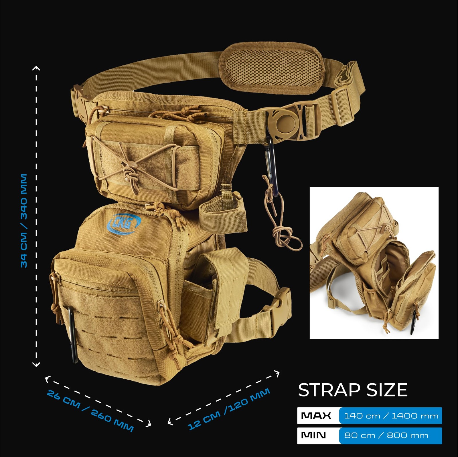 Tactical Drop Leg Bag for Metal Detecting, Fishing, Waterproof Tool Pouch