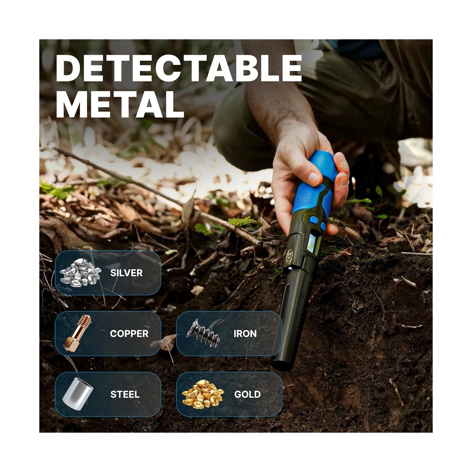 CKG Metal Detector Pinpointer 360° Detection, Professional Metal Detector W