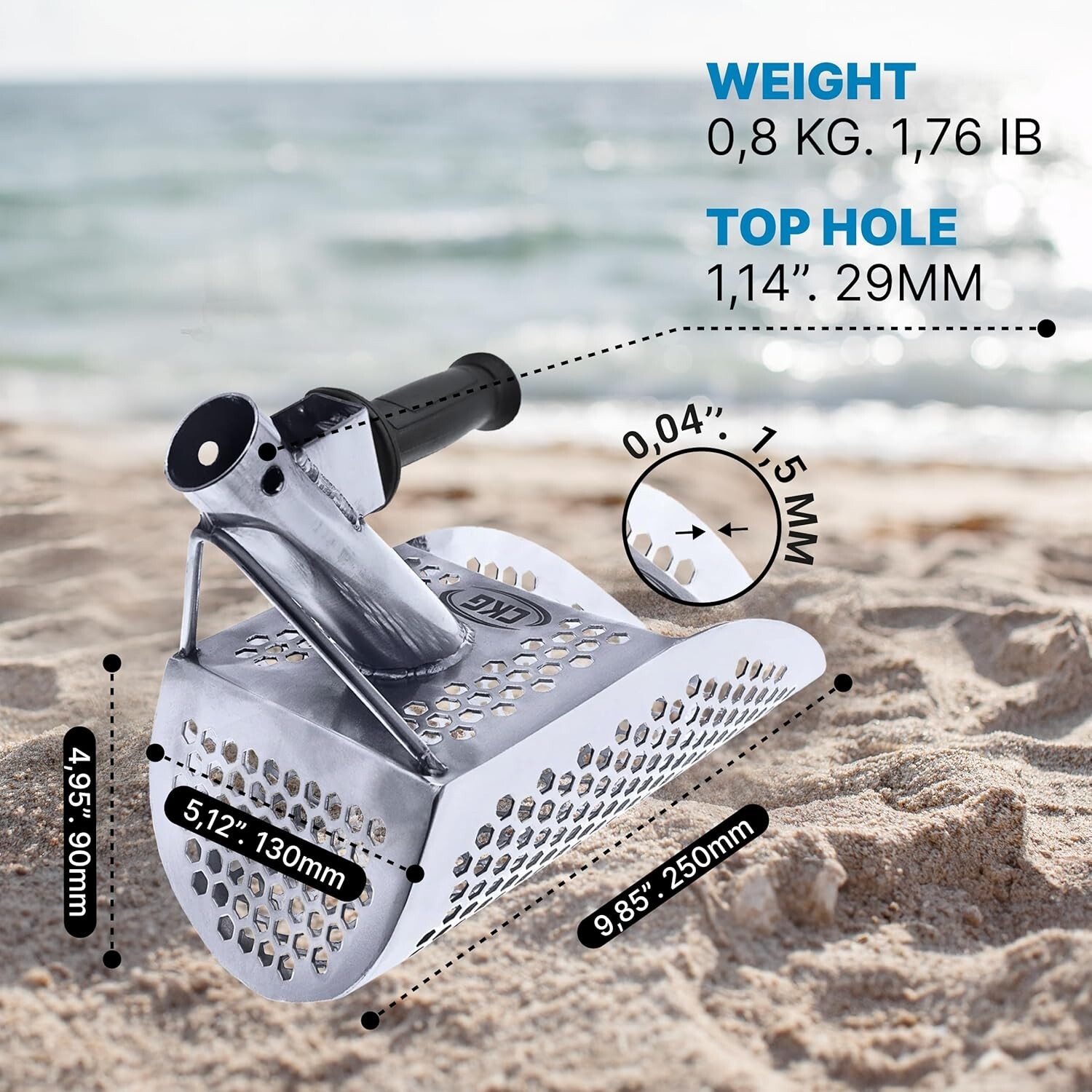 CKG Sand Scoop Metal Detector Carbon Handle Pole Detecting Scoops Shovel Rod