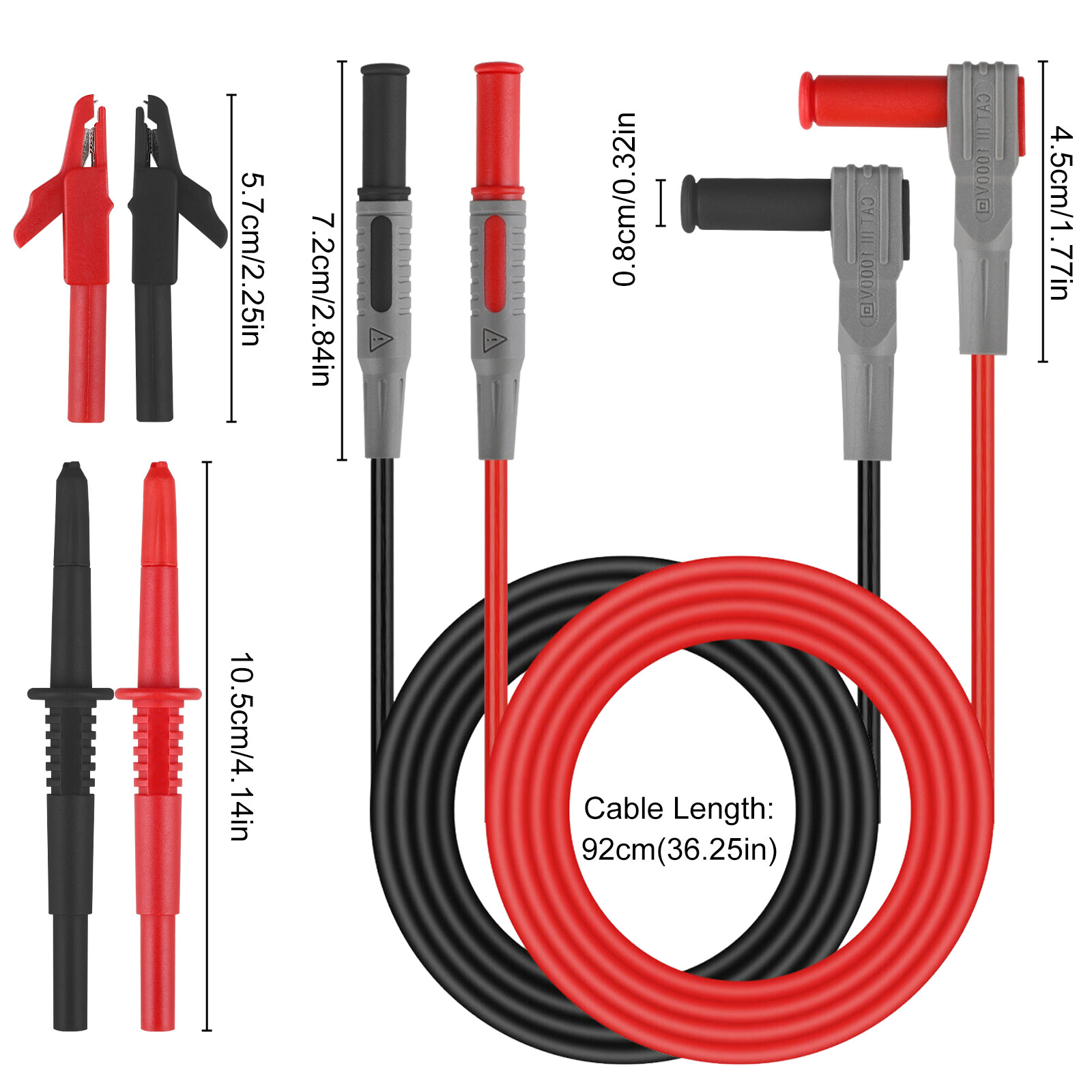 8Pcs Automotive Back Probe Kit Multimeter Test Leads Alligator Clips Wire Tool
