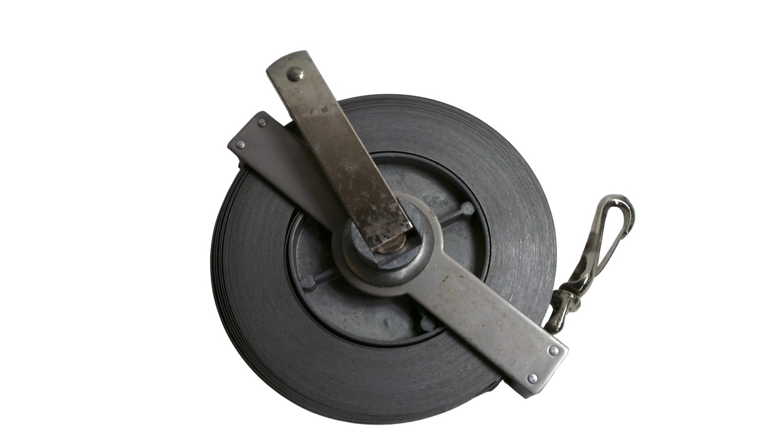 Vintage Steel Surveyor Tape Measure 100ft Open Reel USA Construction Tool