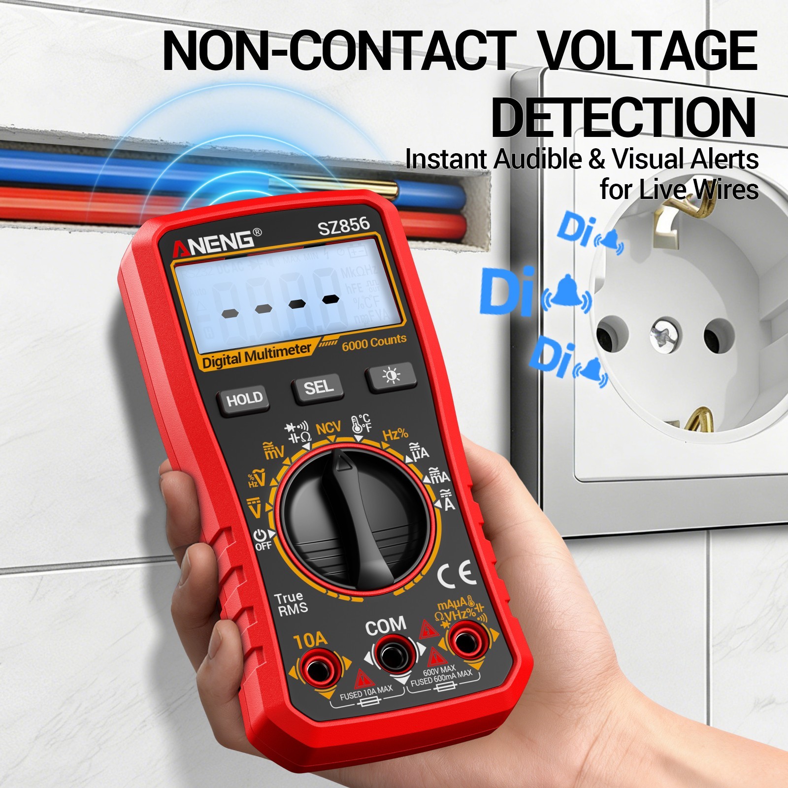 ANENG SZ856 True RMS Digital Multimeter 6000 Counts AC DC Voltage Amp Ohm Tester