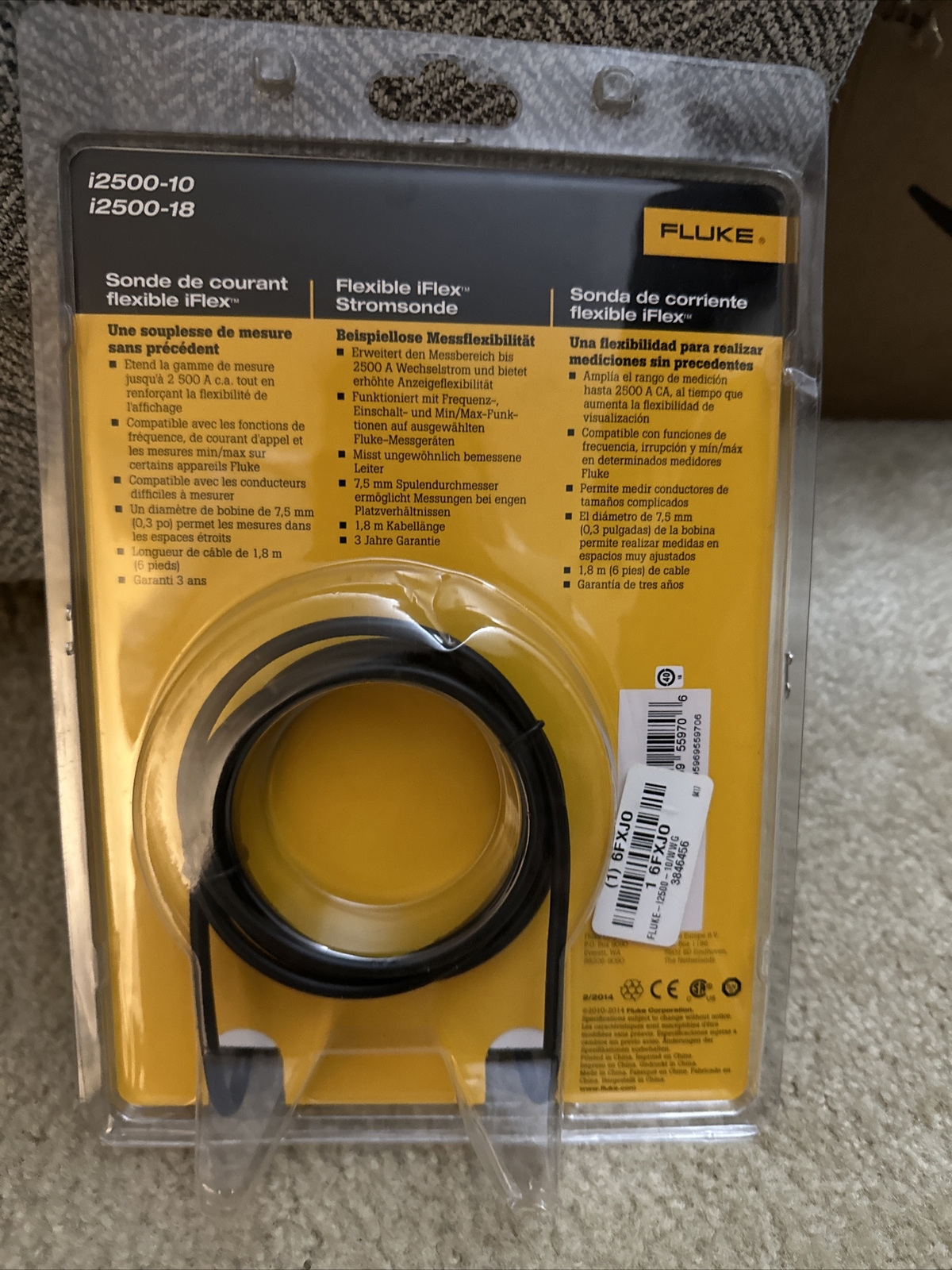 Fluke I2500-10 iFlex Flexible AC Current Clamp, 2500A AC, 10 in.