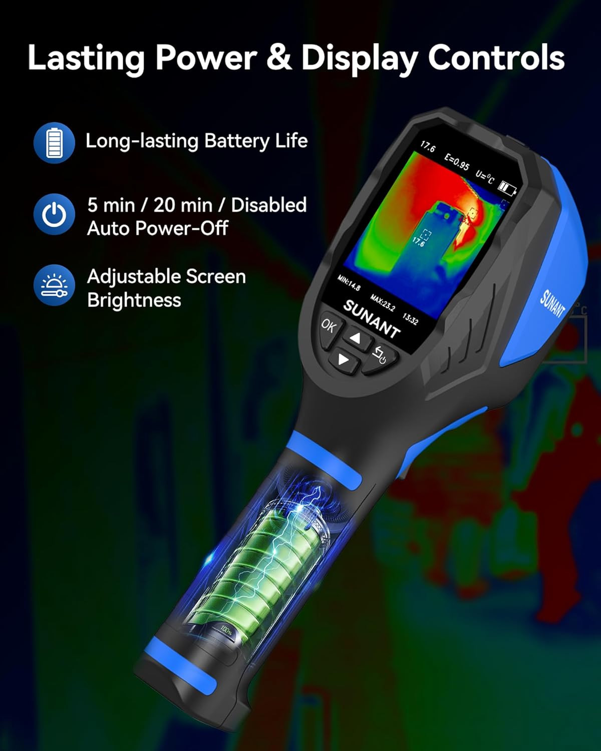 Mini Handheld Thermal Imaging Camera, 240X240 TISR, 25Hz Infrared Camera, -4°F t