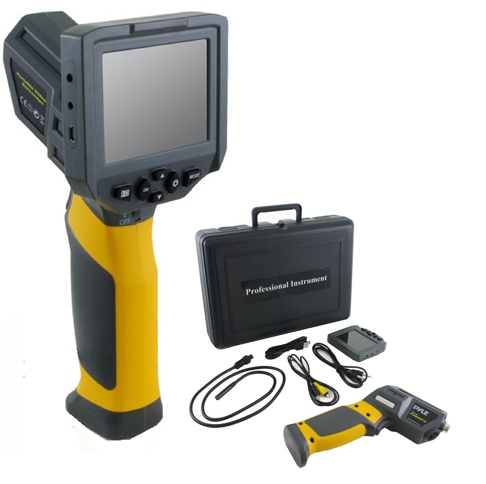 3MP Hi-Res Portable Borescope Snake Inspection Camera Built-in 3.5” Color LCD