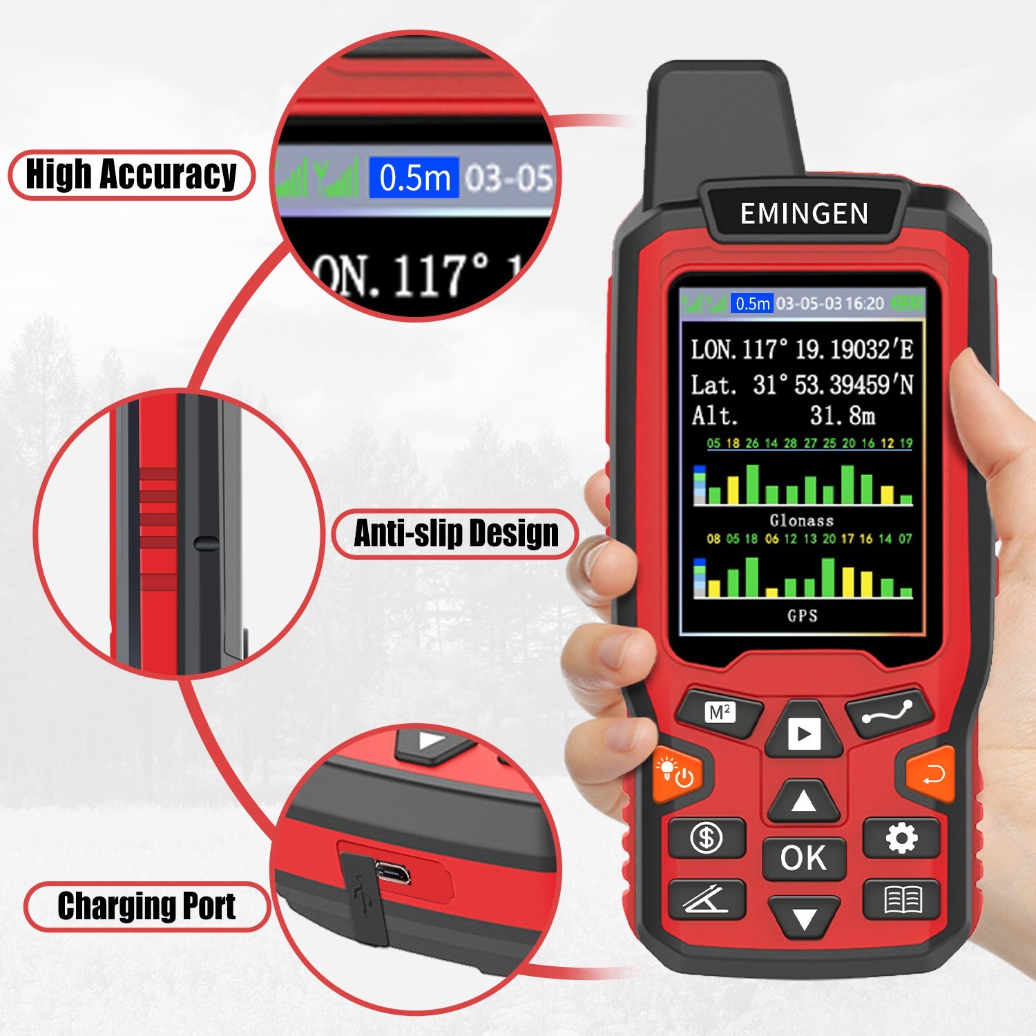 ZL180 GPS Land Meter Survey Equipment GNSS receiver Area Distance Tool