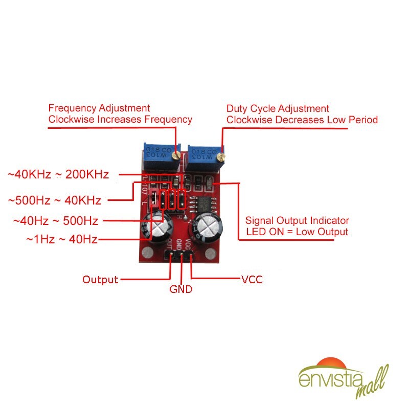 NE555 Duty Cycle Frequency Adjustable Square Wave Signal Generator Board Module