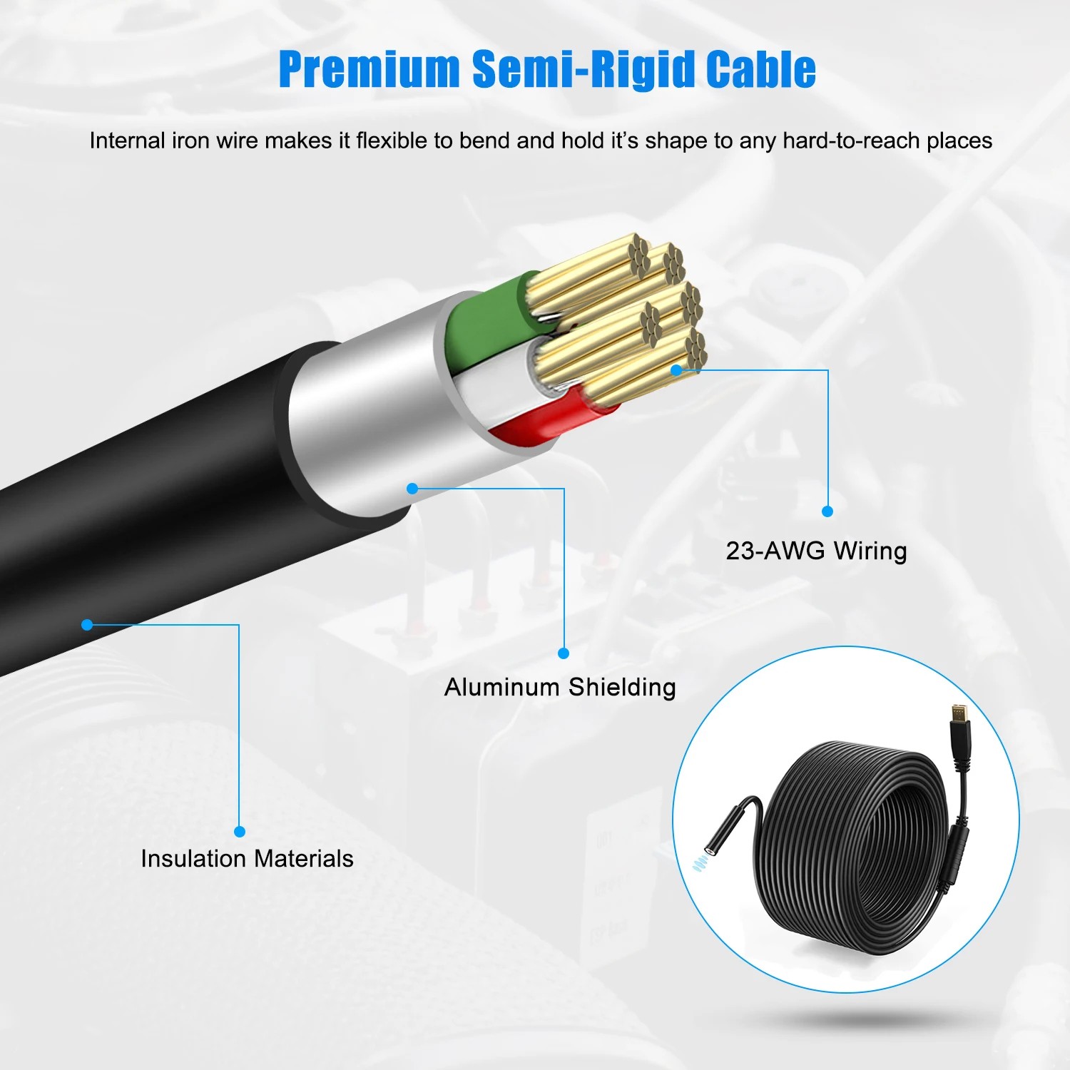 1080P HD Industrial Endoscope Borescope LCD 4.3″ 8.5mm Inspection Snake Camera