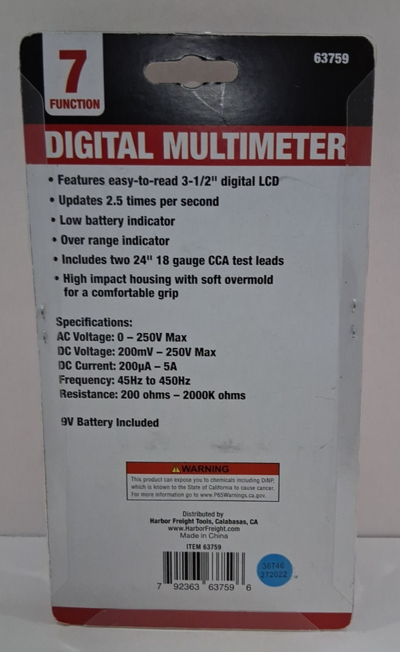 Unbranded Digital Multimeter 7 Function Test Meter New Sealed In Package