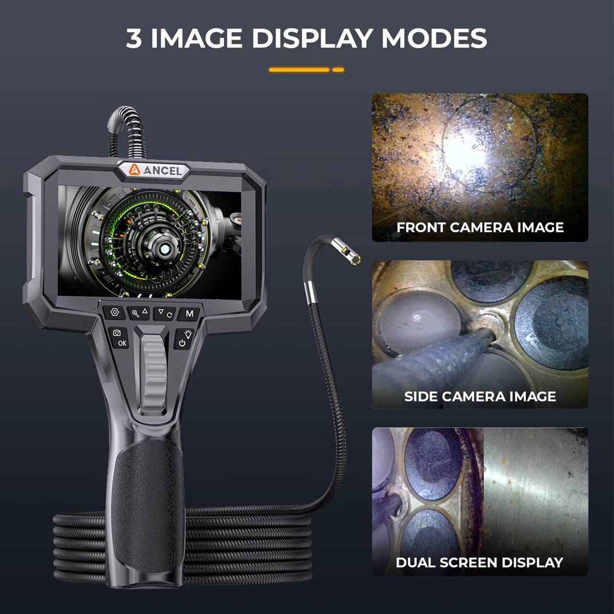 ANCEL AN302 4.3 Inch Industrial Endoscope Camera 2-Way Articulating Borescope