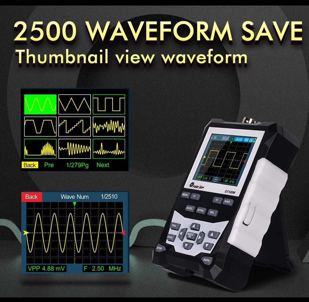 TOOLTOP ET120M Auto Digital Oscilloscope Scope Portable Repair USB C DSO