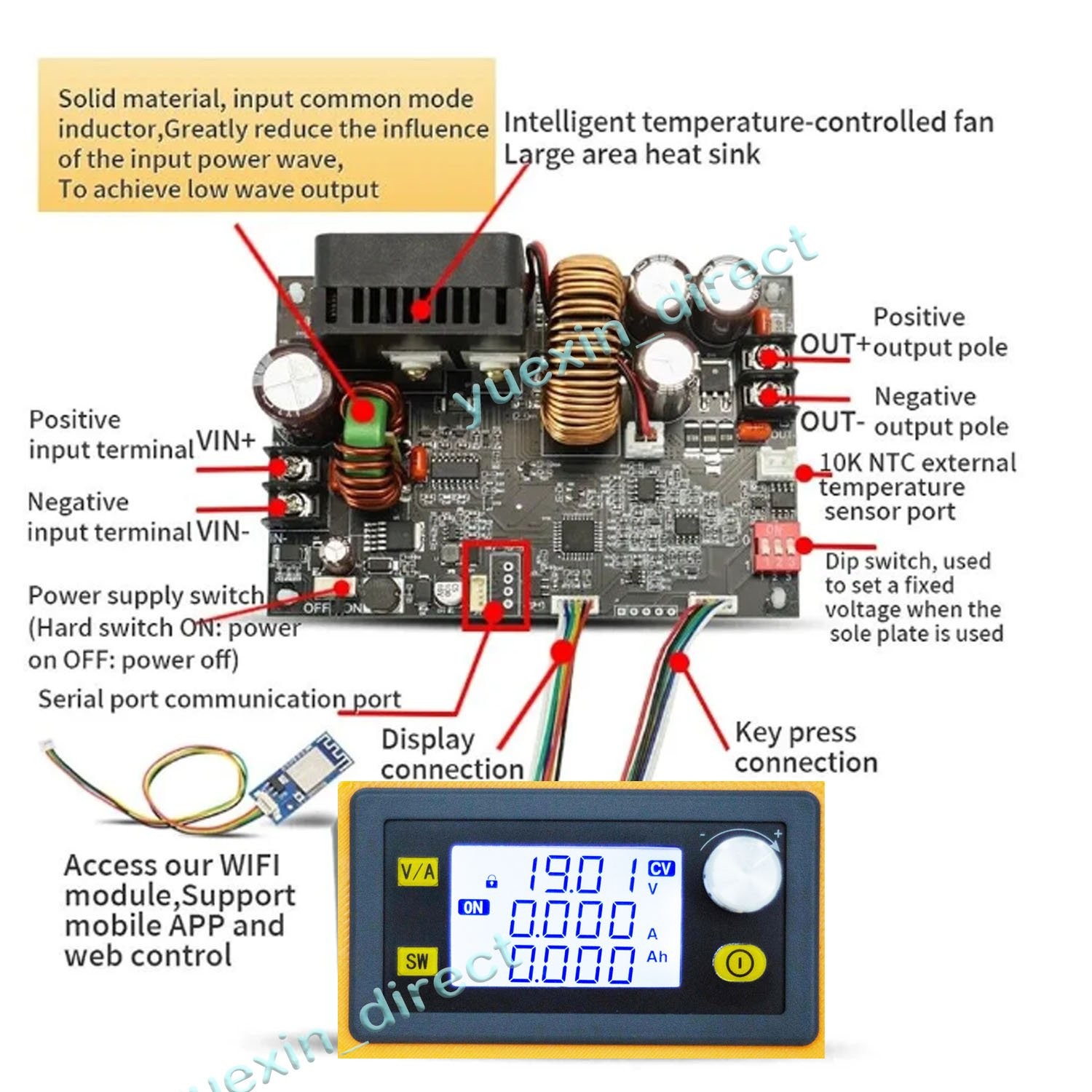 DC Power Supply For Dewalt 20V Li-ion Battery Adjustable Voltage Digital Display