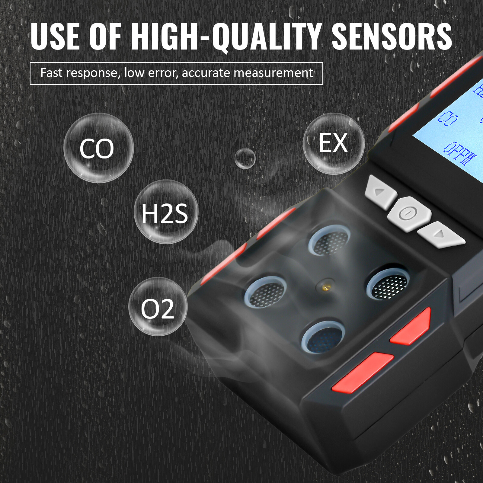 Rechargeable 4 in 1 Gas Detector 4-Gas Monitor-Meter Tester with Belt Clip