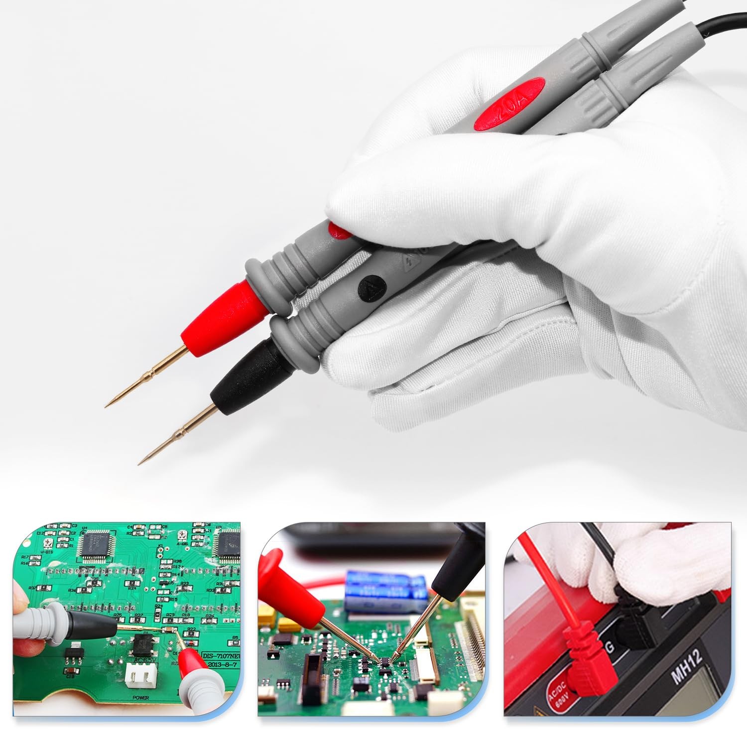 Thuchopy 1000V 20A Multimeter Leads, Probes, Volt Meter Small, Red