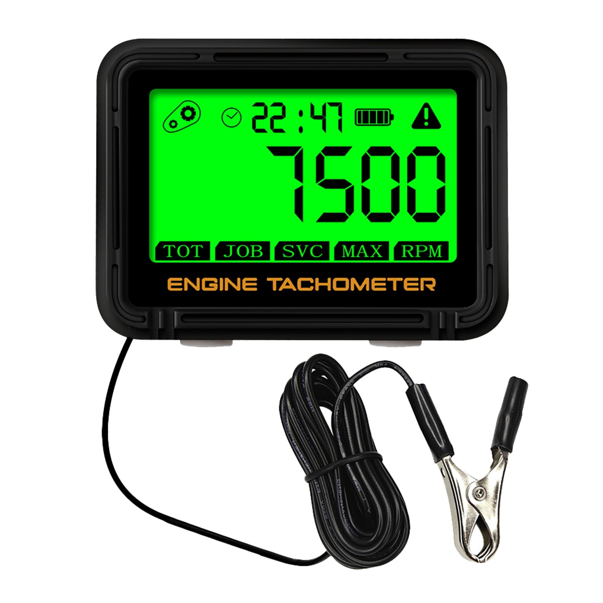 Digital Tachometer Hour Meter Waterproof IP68 RPM Alert 0-18000 LCD Backlight