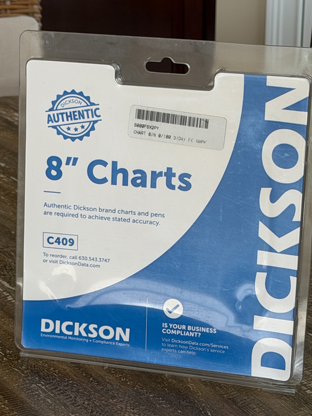 Dickson Chart C409, 8 In, 0 To 100, 31 Day, 60PC