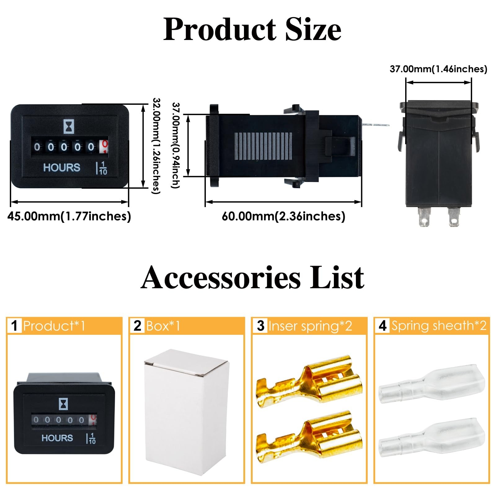 Jayron JR-HM001 Snap in Mechanical Hour Meter Rectangular for DC…